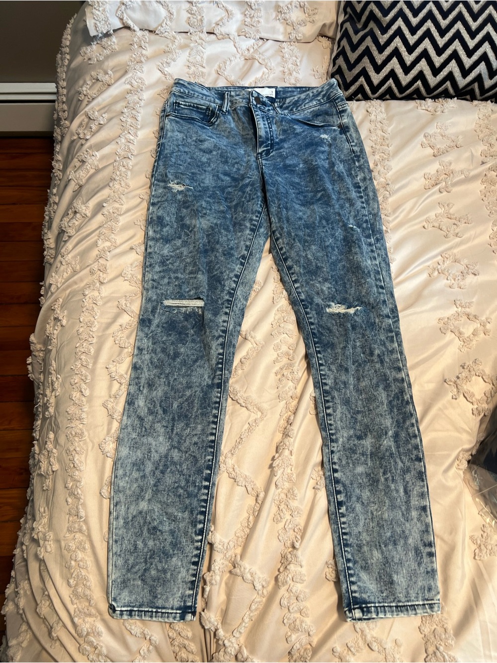RSQ Acid-Wash Skinny Jeans in Light Blue